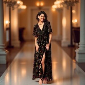 Baltic Born Parisian Velvet Maxi Dress Burnout Fabric